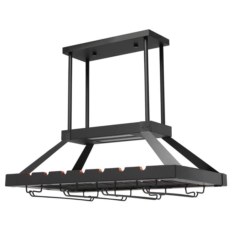 Image 1 36.25" Ceiling Mounted LED Wine and Glass Rack Light, Oil Rubbed Bronz
