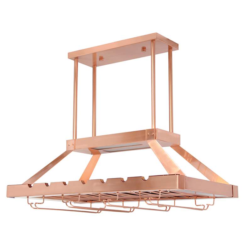 Image 1 36.25" Stylish Ceiling Mounted LED Wine and Glass Rack Light, Copper