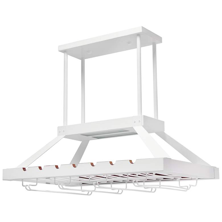 Image 1 36.25" Stylish Ceiling Mounted LED Wine and Glass Rack Light, White