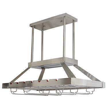 36.25" Stylish Ceiling Mounted Wine and Glass Rack Light, Brushed Nick