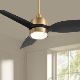 36" Casa Vieja Verdin Brass and Black LED Damp Ceiling Fan with Remote