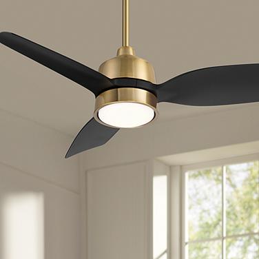 36" Casa Vieja Verdin Brass and Black LED Damp Ceiling Fan with Remote