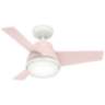36" Hunter Valda Blush Pink Modern LED Ceiling Fan with Remote