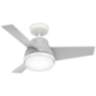 36" Hunter Valda Dove Grey Modern LED Ceiling Fan with Remote