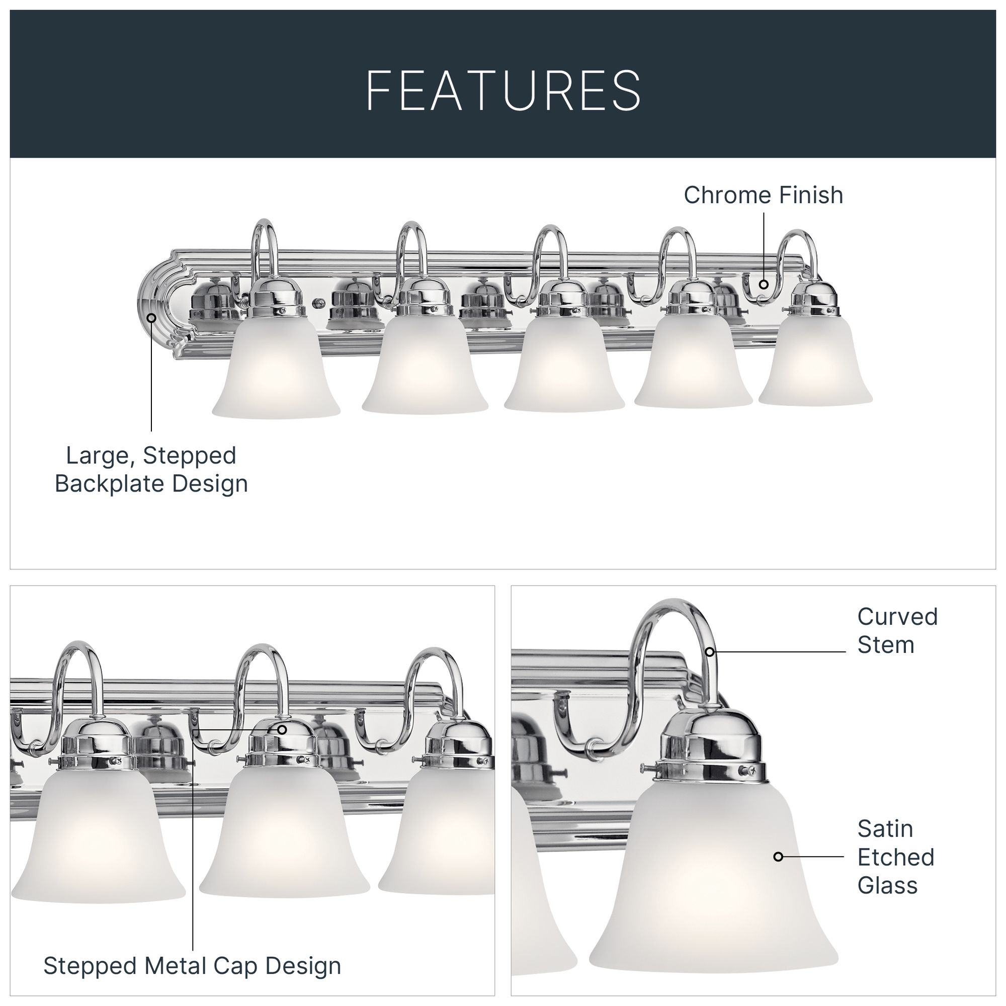 36-in 5-Light Chrome Traditional Vanity Light