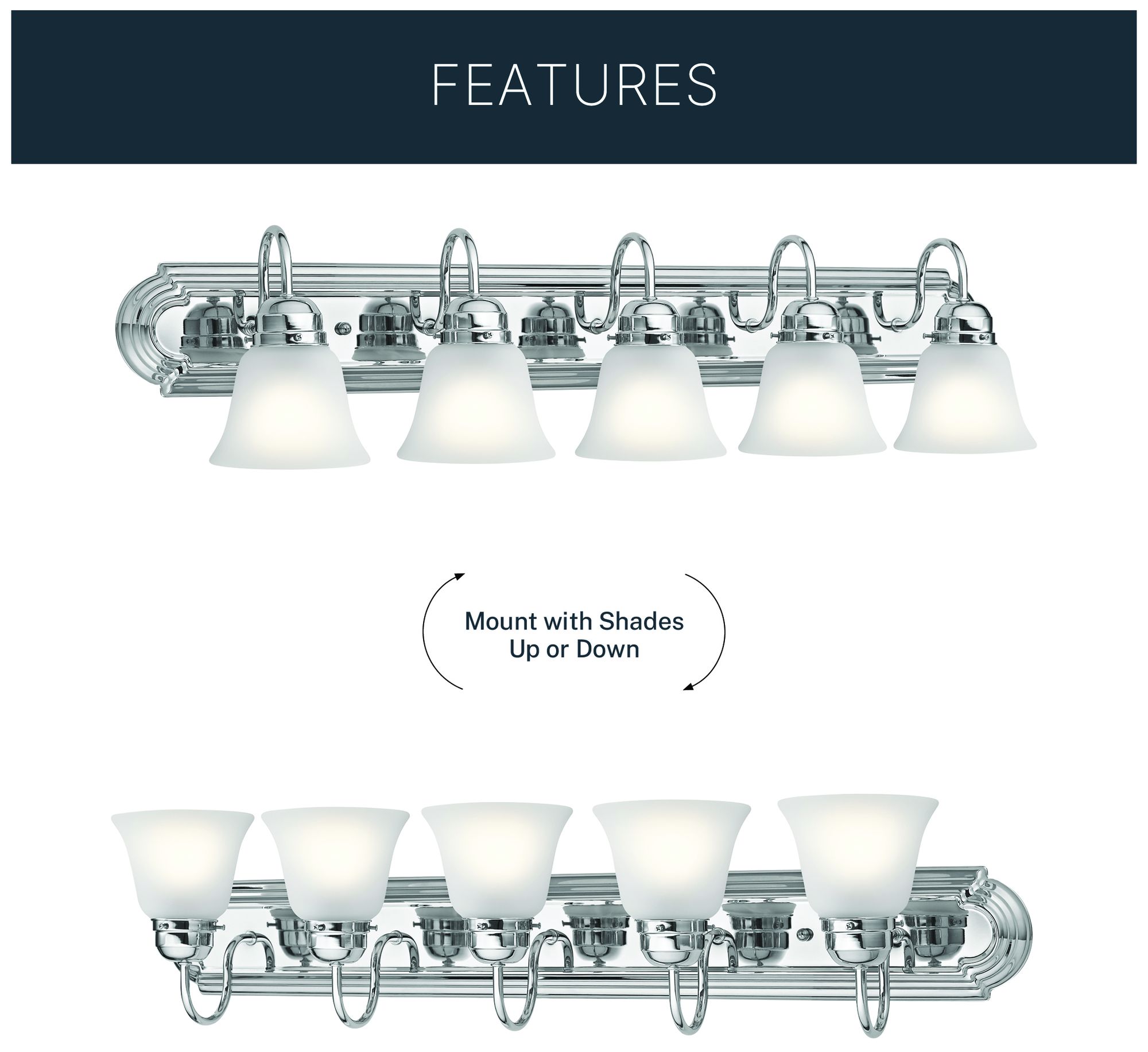 36-in 5-Light Chrome Traditional Vanity Light