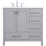 2_36 in. Gray Single Sink Bathroom Vanity, w/ Calacatta White Quartz Top