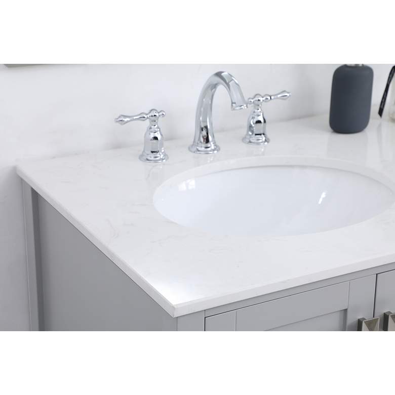 Image 5 36 in. Gray Single Sink Bathroom Vanity, w/ Calacatta White Quartz Top more views