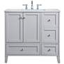 2_36 in. Grey Single Sink Bathroom Vanity with Calacatta White Quartz Top