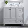 1_36 in. Grey Single Sink Bathroom Vanity with Calacatta White Quartz Top