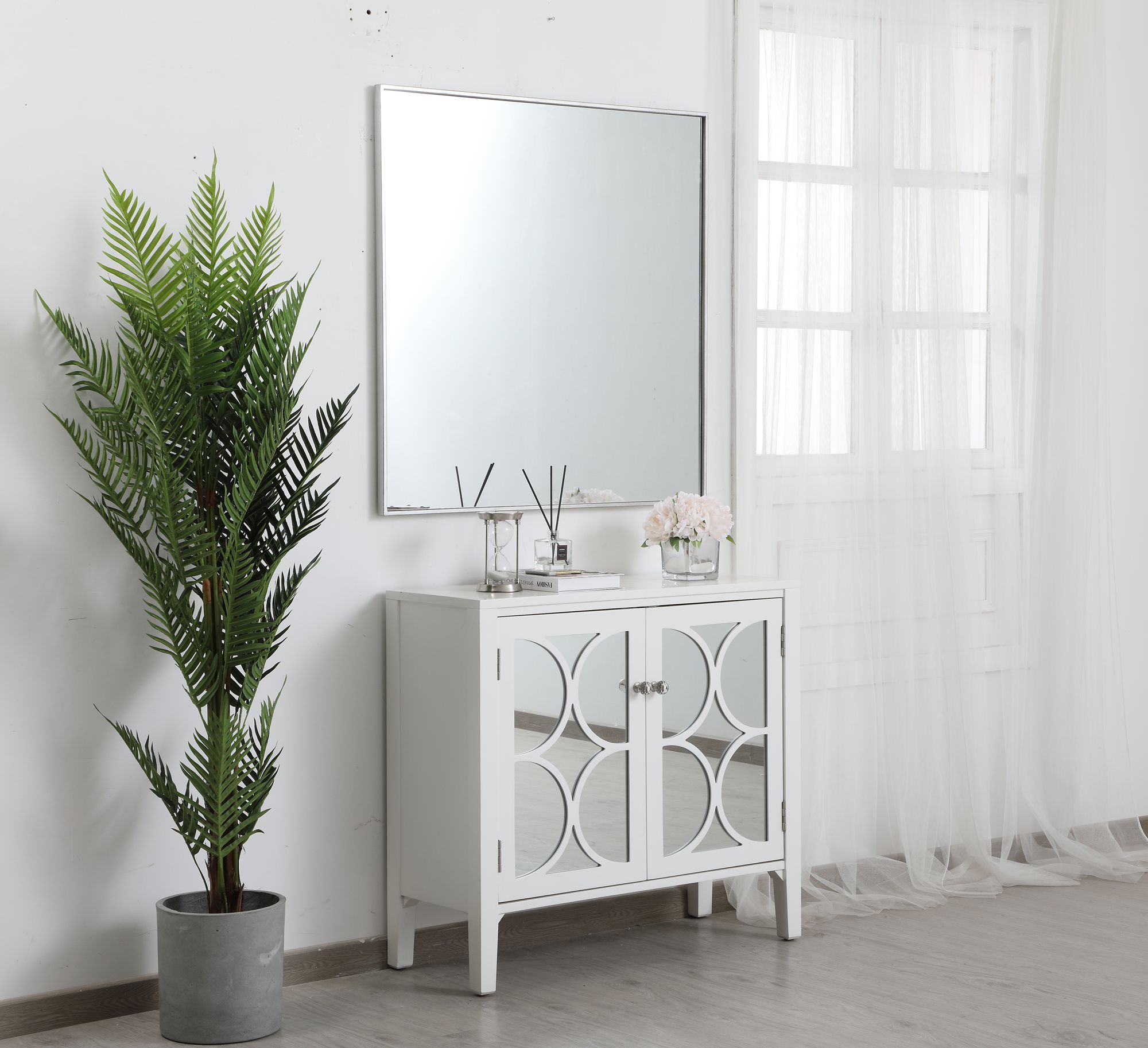 Image 3 36-in W x 36-in H Metal Frame Square Wall Mirror in Silver more views