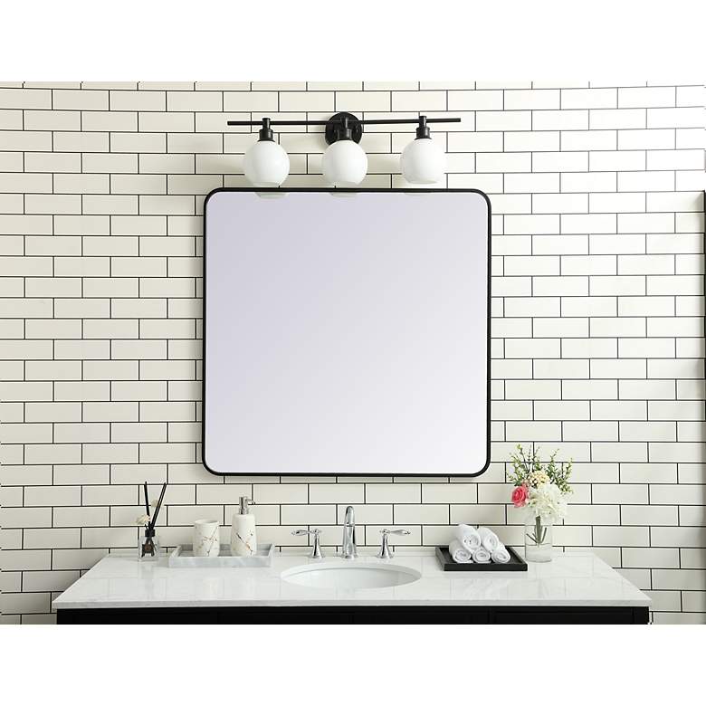 Image 3 36-in W x 36-in H Soft Corner Metal Rectangular Wall Mirror in Black more views