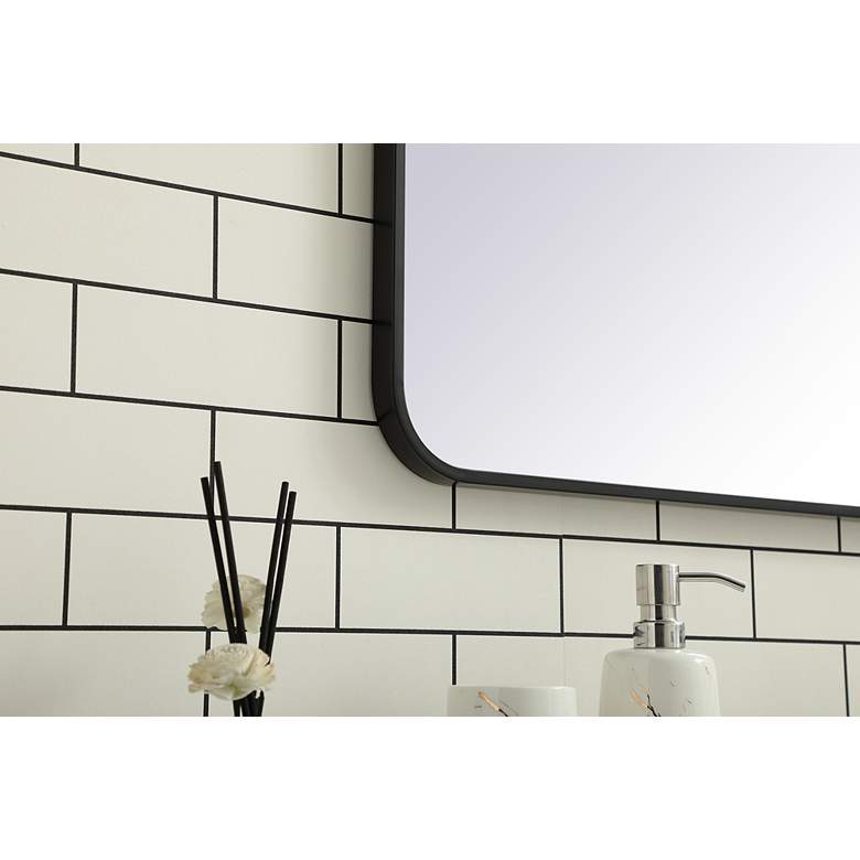 Image 5 36-in W x 36-in H Soft Corner Metal Rectangular Wall Mirror in Black more views