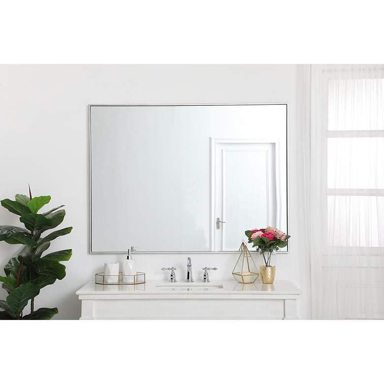 Image 5 36-in W x 48-in H Metal Frame Rectangle Wall Mirror in Silver more views