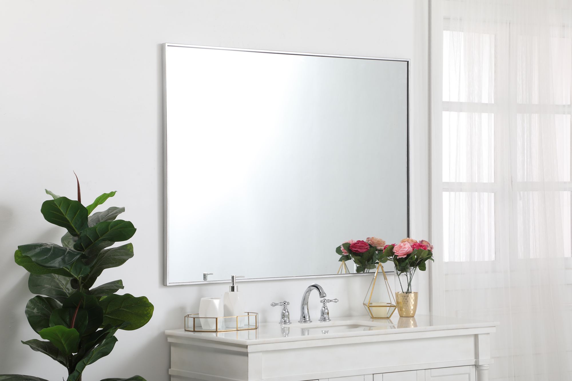 Image 6 36-in W x 48-in H Metal Frame Rectangle Wall Mirror in Silver more views