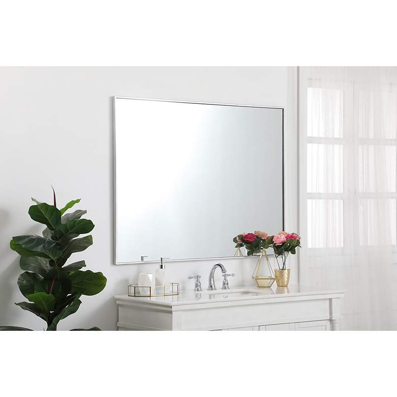 Image 6 36-in W x 48-in H Metal Frame Rectangle Wall Mirror in Silver more views