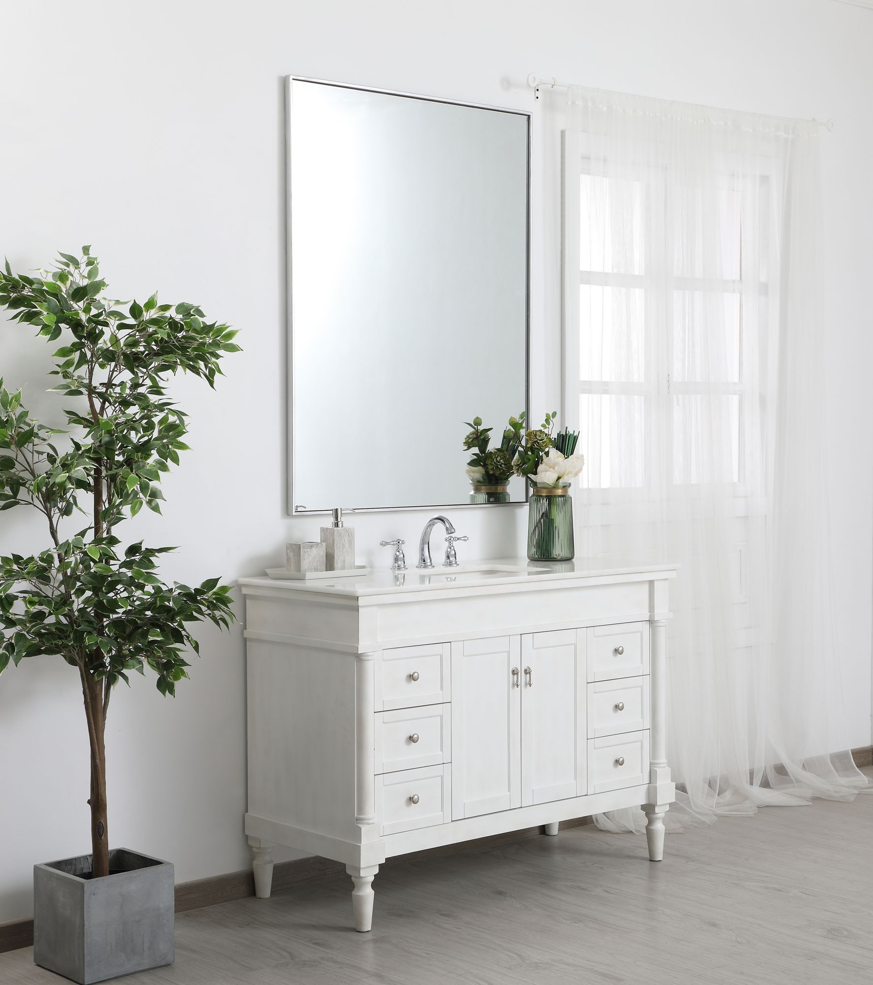 36-in W x 48-in H Metal Frame Rectangle Wall Mirror in Silver