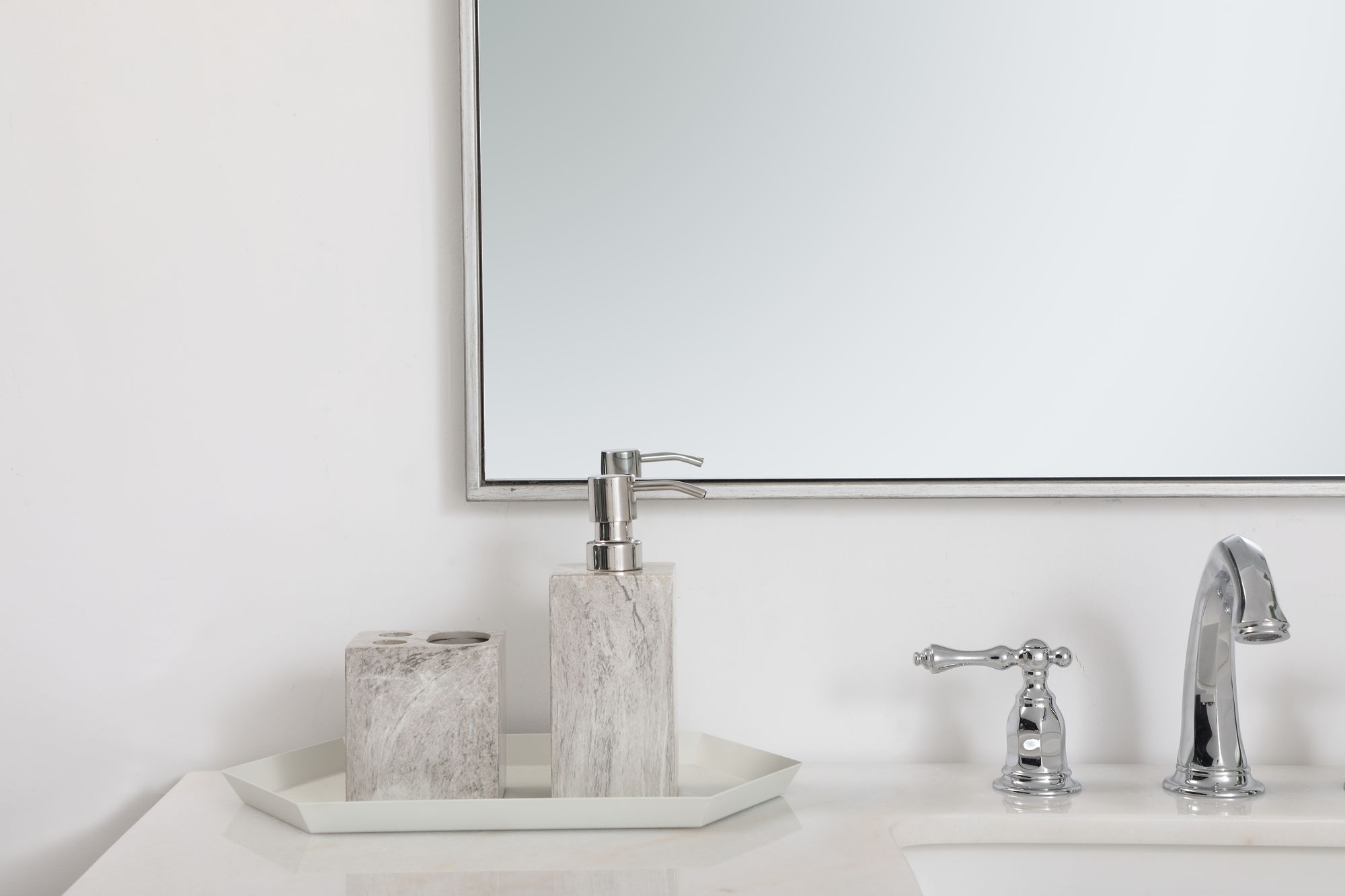 36-in W x 48-in H Metal Frame Rectangle Wall Mirror in Silver
