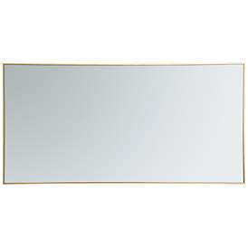 Image5 of 36-in W x 72-in H Metal Frame Rectangle Wall Mirror in Brass more views