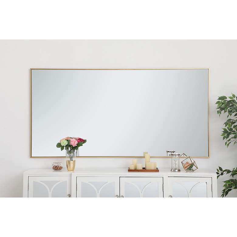 Image 6 36-in W x 72-in H Metal Frame Rectangle Wall Mirror in Brass more views