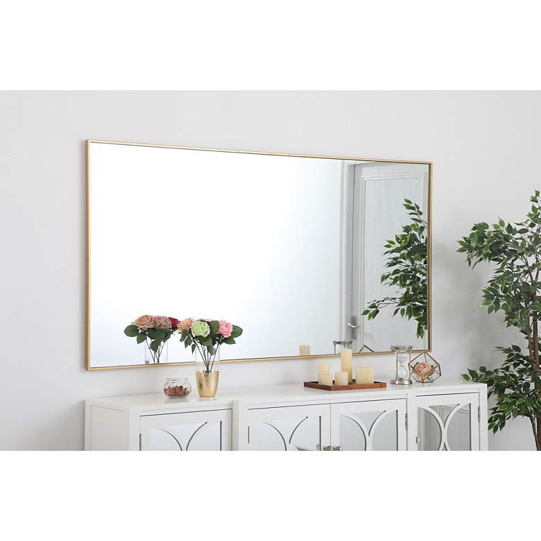 Image 7 36-in W x 72-in H Metal Frame Rectangle Wall Mirror in Brass more views