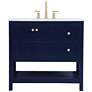 2_36-Inch Blue Single Sink Bathroom Vanity w/ White Calacatta Quartz Top
