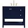 36-Inch Blue Single Sink Bathroom Vanity w/ White Calacatta Quartz Top