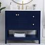 1_36-Inch Blue Single Sink Bathroom Vanity w/ White Calacatta Quartz Top