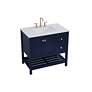 4_36-Inch Blue Single Sink Bathroom Vanity w/ White Calacatta Quartz Top more views