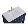 6_36-Inch Blue Single Sink Bathroom Vanity w/ White Calacatta Quartz Top more views