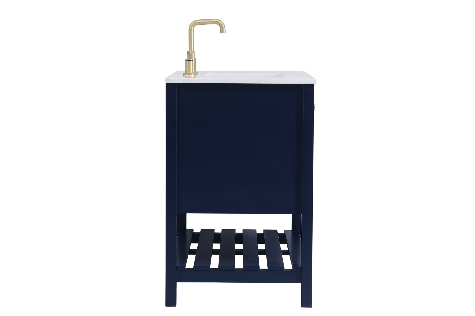 36-Inch Blue Single Sink Bathroom Vanity w/ White Calacatta Quartz Top