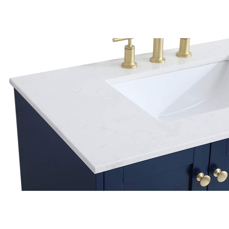 Image 7 36-Inch Blue Single Sink Bathroom Vanity With White Calacatta Quartz Top more views