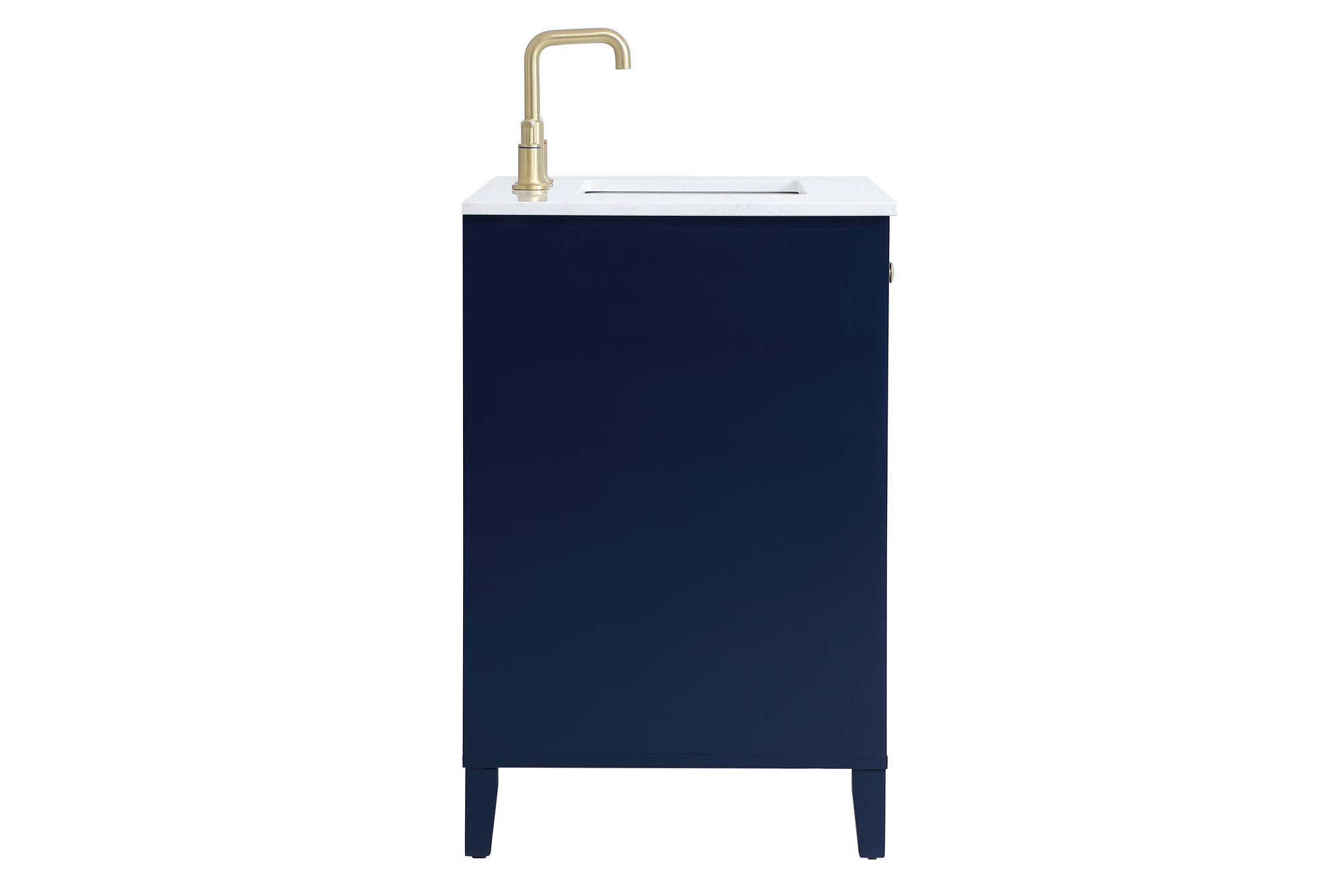 36-Inch Blue Single Sink Bathroom Vanity With White Calacatta Quartz Top