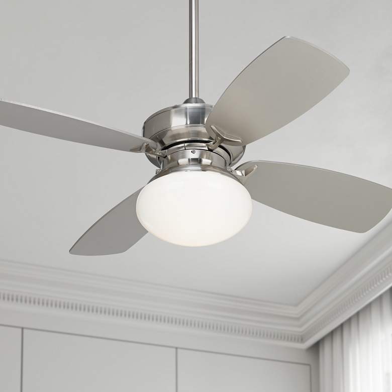 Image 1 36 inch Casa Vieja Outlook Brushed Nickel LED Pull Chain Ceiling Fan