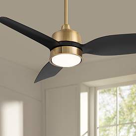 Image2 of 36" Casa Vieja Verdin Brass and Black LED Damp Ceiling Fan with Remote