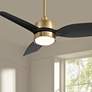 3_36" Casa Vieja Verdin Brass and Black LED Damp Ceiling Fan with Remote