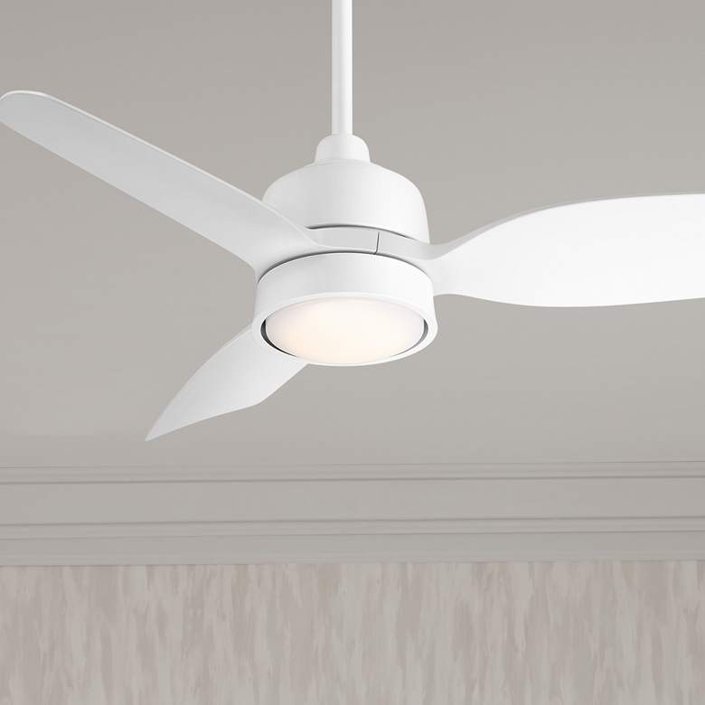 Image 1 36" Casa Vieja Verdin Matte White LED Damp Ceiling Fan with Remote