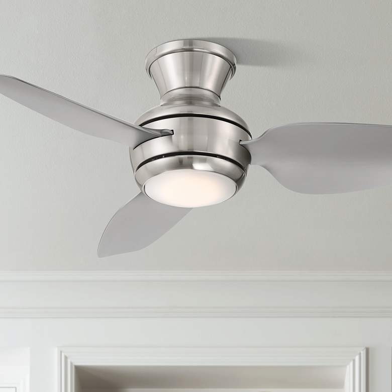 Image 1 36" Casa Vieja Whirl Brushed Nickel LED Hugger Ceiling Fan with Remote