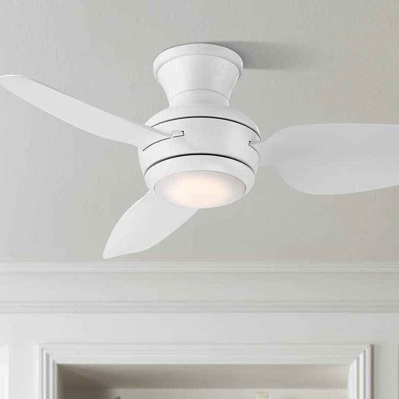 Image 1 36" Casa Vieja Whirl Matte White LED Hugger Ceiling Fan with Remote