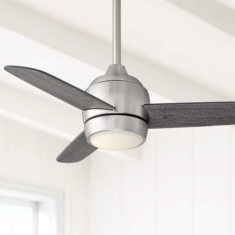 Image 1 36 inch Chalet Brushed Nickel and Gray Wood LED Ceiling Fan