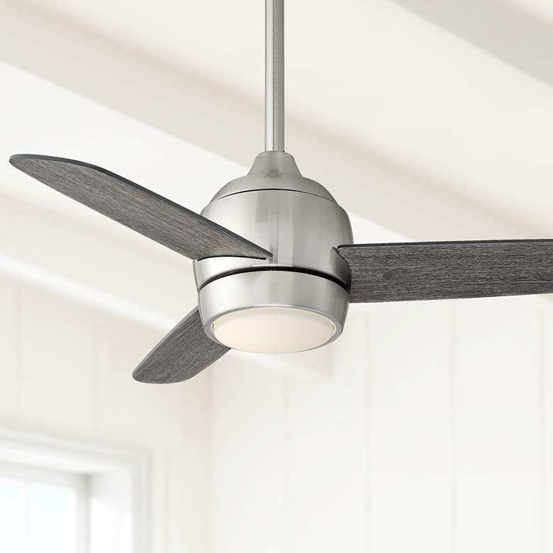 Image 1 36" Chalet Brushed Nickel and Gray Wood LED Ceiling Fan