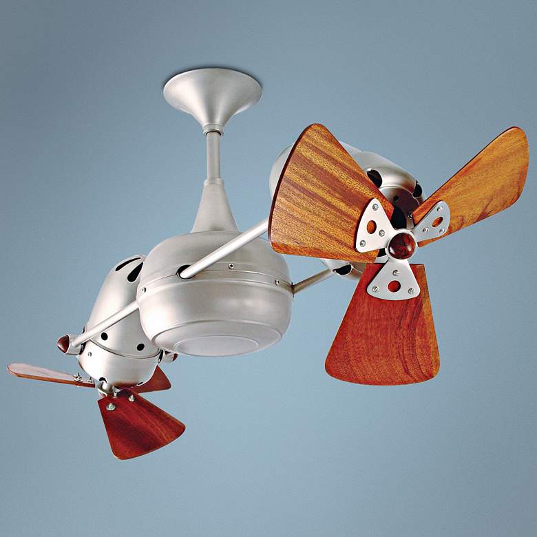 Image 1 36" Duplo Dinamico 2-Head Brushed Nickel Wall Control Rotational Fan