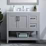 Thumbnail1 of 36-Inch Grey Single Sink Bathroom Vanity With White Calacatta Quartz Top