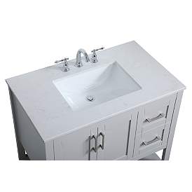 Image5 of 36-Inch Grey Single Sink Bathroom Vanity With White Calacatta Quartz Top more views