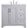 36-Inch Grey Single Sink Bathroom Vanity With White Calacatta Quartz Top