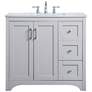 36-Inch Grey Single Sink Bathroom Vanity With White Calacatta Quartz Top