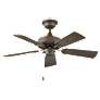 36" Hinkley Cabana Bronze 5-Blade Damp Rated Pull Chain Ceiling Fan