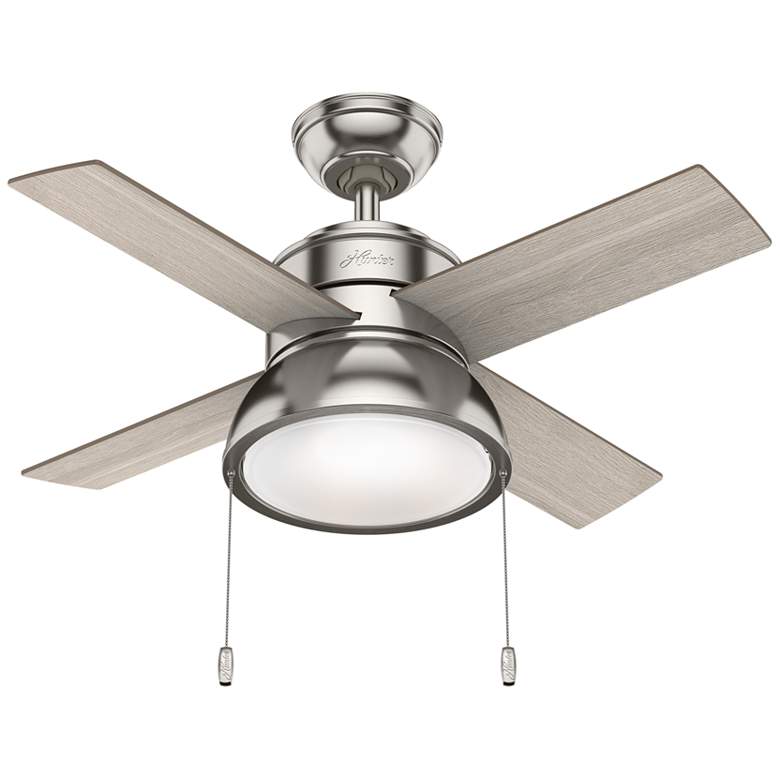 Image 1 36" Hunter Loki Brushed Nickel Ceiling Fan with LED Light Kit