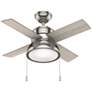 36" Hunter Loki Brushed Nickel Ceiling Fan with LED Light Kit
