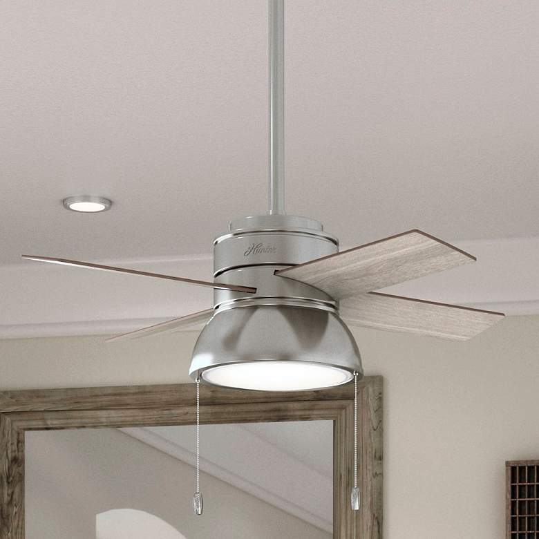 Image 1 36" Hunter Loki Brushed Nickel Ceiling Fan with LED Light Kit